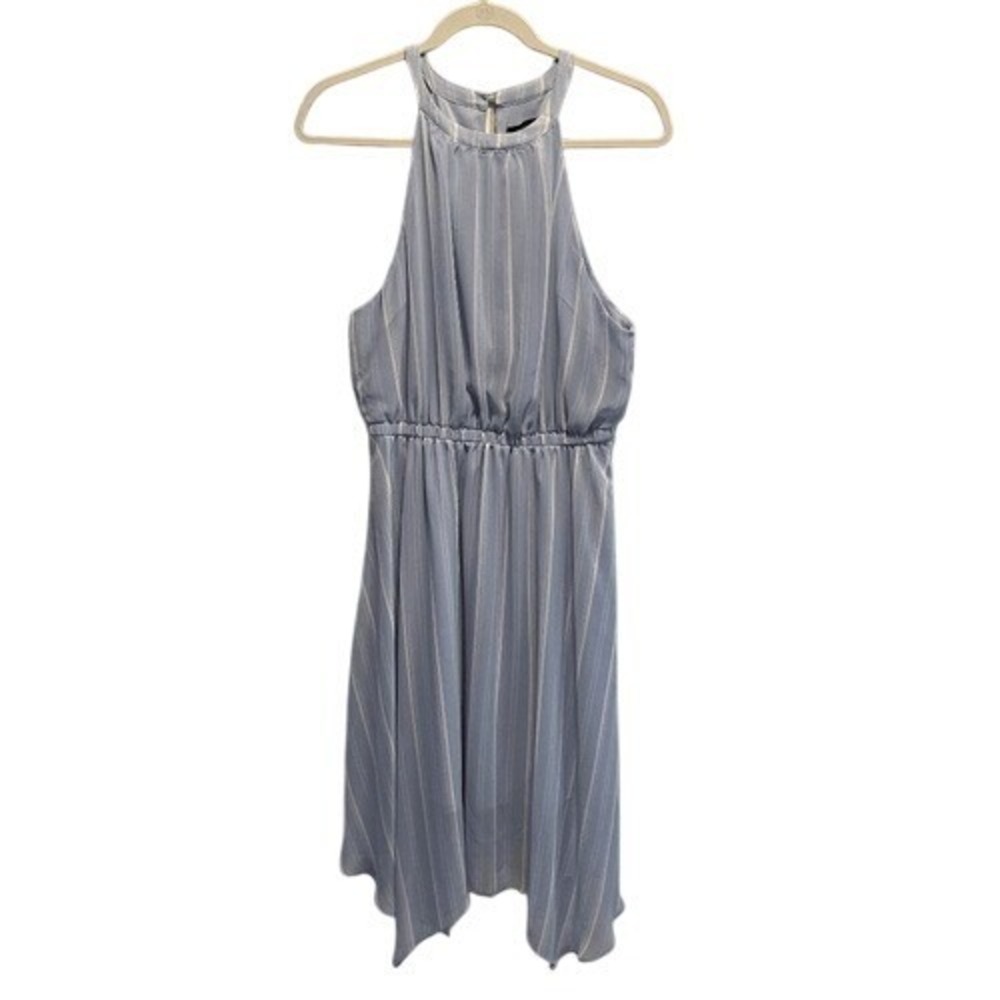 BCBG Paris Blue Striped Halter Dress M